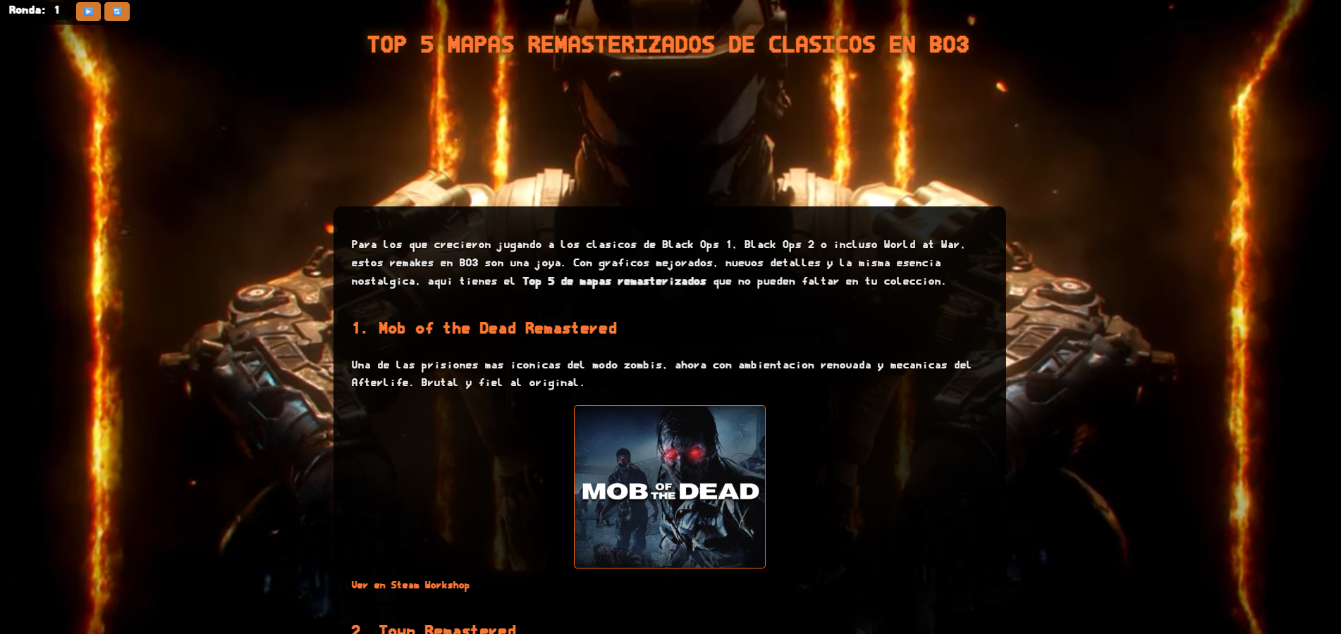 Artículo tipo top 5 de mapas personalizados de BO3