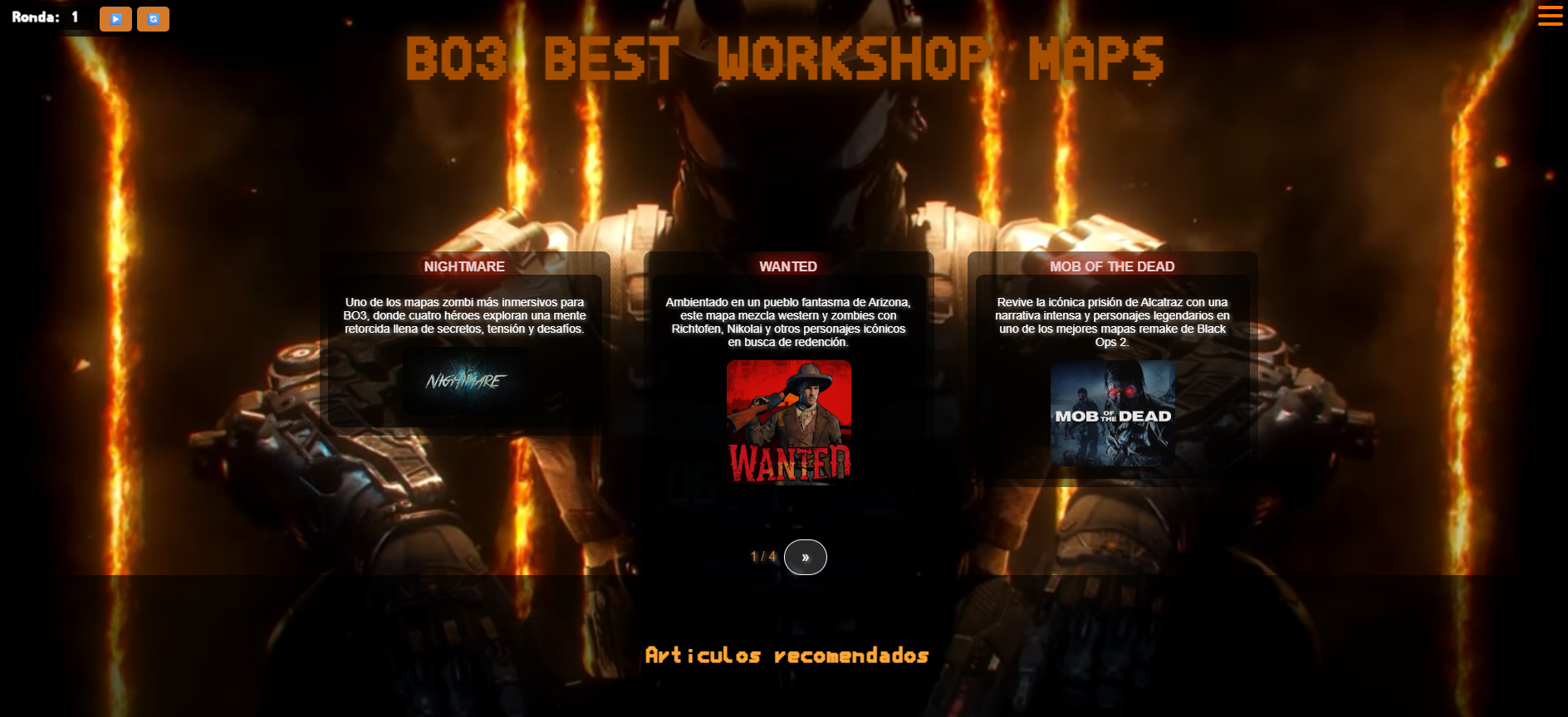 Vista previa de la página principal de mapasblackops3.es