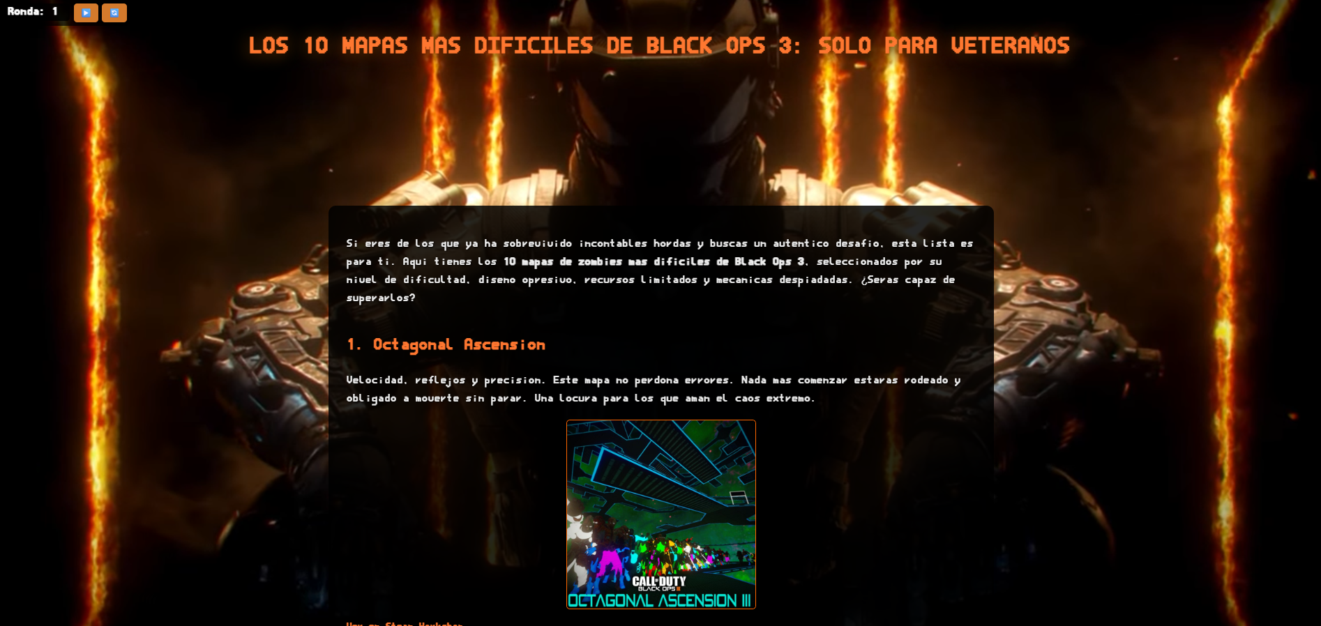 Listado de mapas custom de BO3 con filtros aplicados