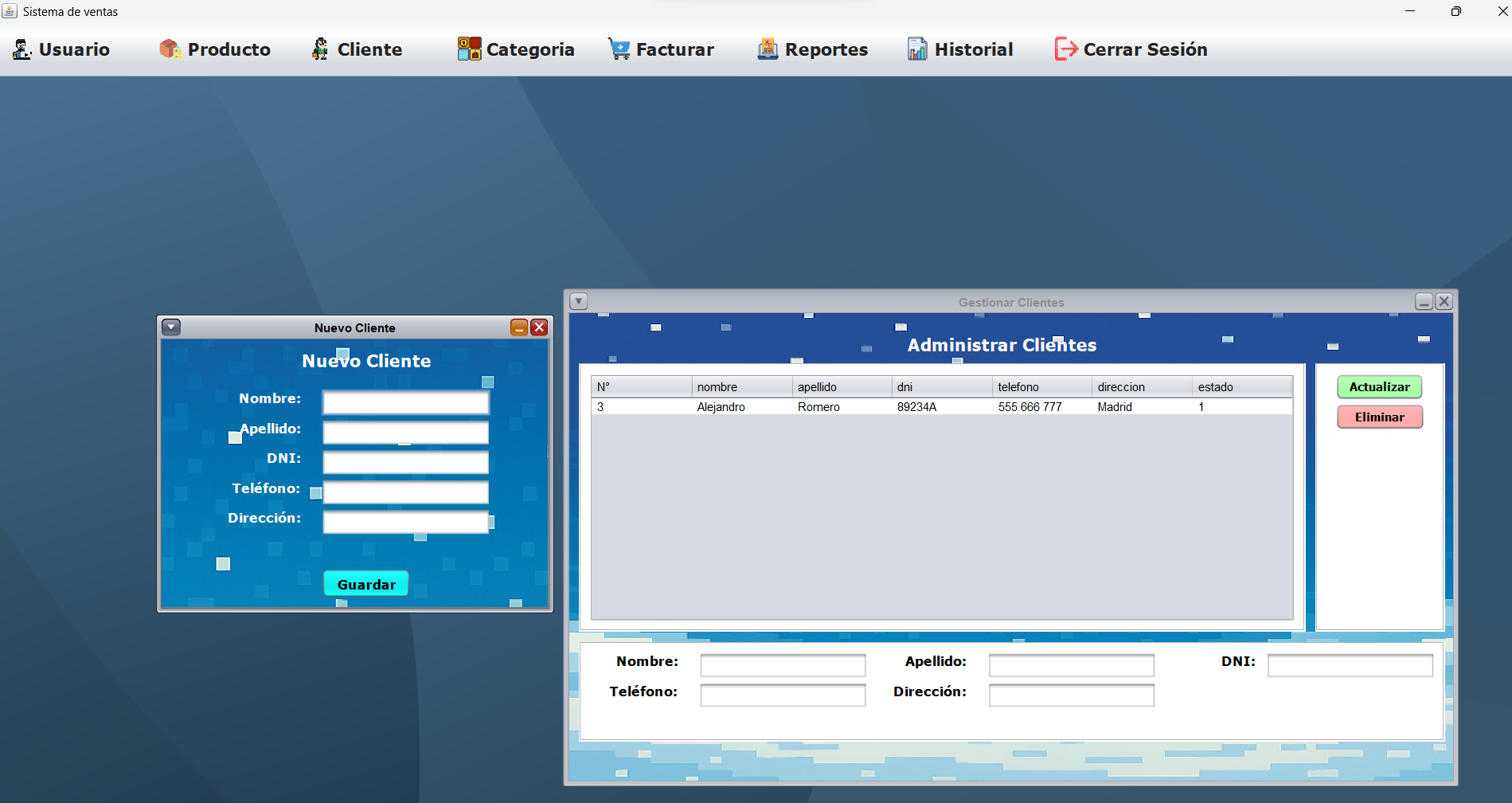 Formulario de alta de cliente
