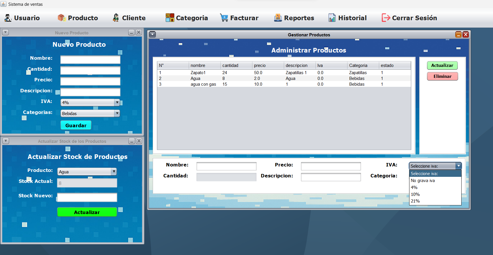 Formulario de alta de producto