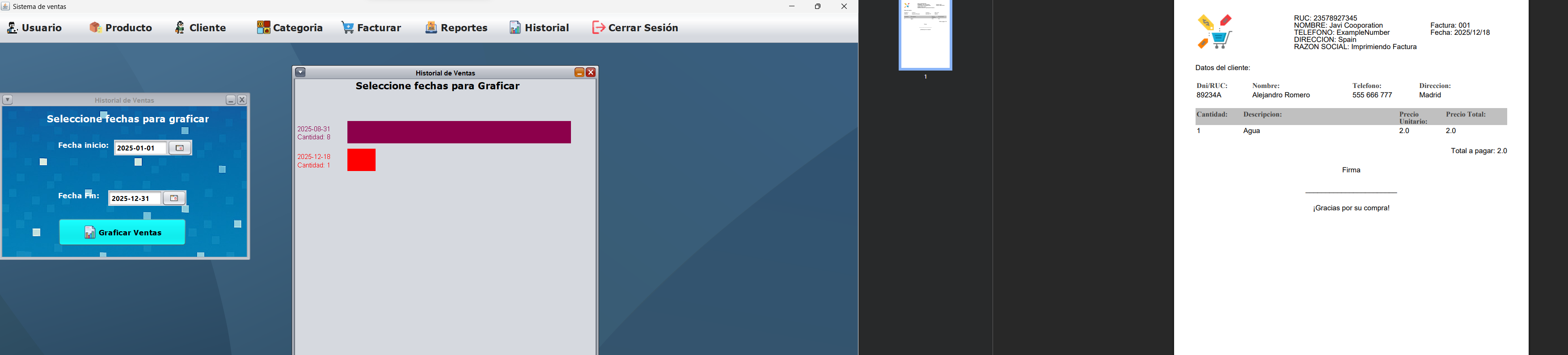 Pantalla de reportes por fechas